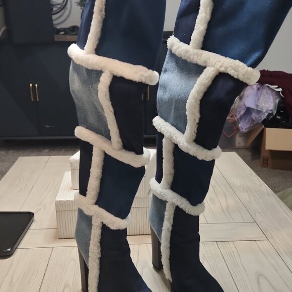 ✨ I Am JenniferLe VAUGHAN II Denim Heel Boots – Size 10 ✨ - Picture 5 of 12